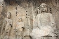 Longmen Caves in Luoyang. Statue of Buddha. Royalty Free Stock Photo