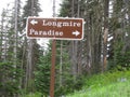 Longmire and Paradise Directional Brown Sign at Mount Rainier