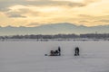Ice Fishing on Blue Heron Reservoir in St. Vrain State Park, Longmont, Colorado
