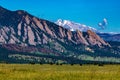 Longs Peak behind the Flatirons outside boulder Colorado Royalty Free Stock Photo