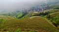 Longsheng Rice Terraces in the mist overlooking Ping'an Village Royalty Free Stock Photo