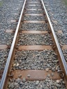 Longshot Railway with black stones for friction Royalty Free Stock Photo