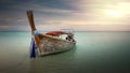 Longtail boat on a beach in thailand at sunset Royalty Free Stock Photo