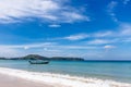 Longtail boat in the beautiful sea over clear sky. Thailand. Royalty Free Stock Photo