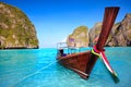 Longtail boat at Maya bay Royalty Free Stock Photo