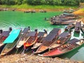 Longtail Boat parking in Dam Royalty Free Stock Photo