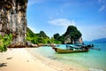 Longtail boats along the beautiful Thailand beach Royalty Free Stock Photo