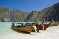 Longtail boats in the Maya bay Royalty Free Stock Photo