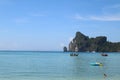 Longtail boats moored at beach of Phi Phi Island, Thailand Royalty Free Stock Photo