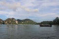 Longtail boats moored at beach of Phi Phi Island Royalty Free Stock Photo