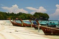 Longtail boats moored on Laemtong beach. Ko Phi Phi Don. Krabi province. Thailand