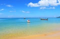 Longtail boats off karon beach phuket thailand Royalty Free Stock Photo