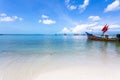 Longtail boats parked at tropical beach at Samui Island, Suratthani, Thailand