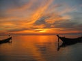 Longtail boats sunset thailand
