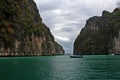 longtail tour boat near phi phi island in Thailand