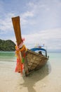 Longtailboat at the beach Royalty Free Stock Photo