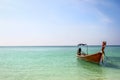 Longtailboat in calm blue sea