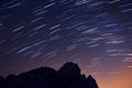 Longtime Exposure of Stars above Volcanic Landscape of Teide National Park, Tenerife, Spain Royalty Free Stock Photo