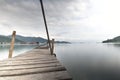 Longtime exposure at wooden jetty close to a pier