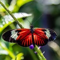 Longwing butterfly Heliconius xanthocles zamora possibly on a green stem Royalty Free Stock Photo