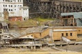 Ruined coal mine in the abandoned Russian arctic settlement Pyramiden, Norway.