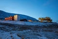 Longyearbyens old coal mine in the polar night noon Royalty Free Stock Photo