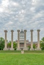 Lonic Columns and Jesse Hall at the University of Missouri Royalty Free Stock Photo