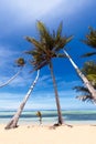 Lonley beach under a blue sky