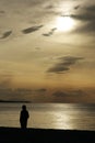 Lonley man at the beach Royalty Free Stock Photo