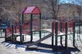 A lonley playground/jungle-gym on a sunny winter`s day in Harlem, New York, NY, USA Royalty Free Stock Photo