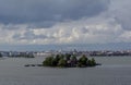 Lonna island with Helsinki cityscape in back Royalty Free Stock Photo