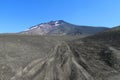 Lonquimay volcano road in ash in Chile Royalty Free Stock Photo