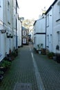 Looe Cornwall England. Narrow town streets and houses