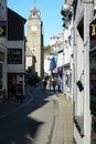 Looe Cornwall England. Narrow town streets and houses