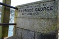 Looe Cornwall England. Prince George commemoration stone.