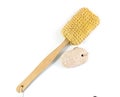 Loofah scrub brush body with long handles on white background