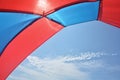 Look from beach tent in the blue sky Royalty Free Stock Photo