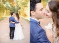 Look from behind at gorgeous wedding couple kissing Royalty Free Stock Photo