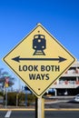 Look both ways train sign