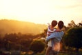 Look at that, Dad. Rearview shot of a little boy pointing at something to his father outdoors. Royalty Free Stock Photo