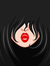 Look of dark-haired girl with red lips Royalty Free Stock Photo