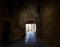 A look from the darkness through the arch. Valletta. Malta.