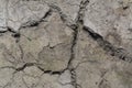 Look down on crack dried mud surface of the ground. Royalty Free Stock Photo