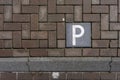 Look down empty parking spot with vegetation and shrubbery from above Royalty Free Stock Photo