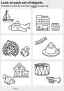 Look at each set of objects - Color the one that is bigger in each set Royalty Free Stock Photo