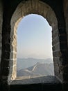 Look at the Great Wall through the window hole