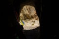 A look inside of Man Made Jhong Cave in Chhoser Village of Upper Mustang in Nepal