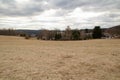 Look at the landscape of the village and the church in the Czech Republic Royalty Free Stock Photo