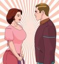 The Look of Love: A Vector Illustration of Two People Lost in Each Other\'s Gaze