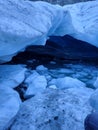 A look into one of the ice caves underneath a glacier at wedgemount lake